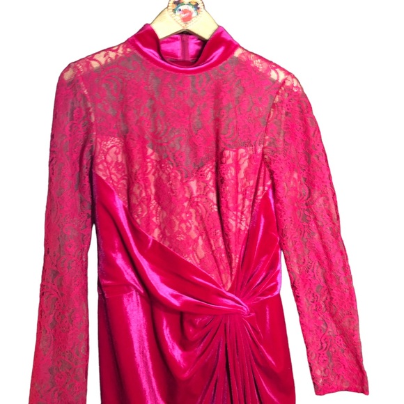 Tadashi Shoji Lace & Velvet Sheath Dress LS 12 - Picture 7 of 12